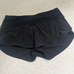 Black lululemon speed up low rise shorts
